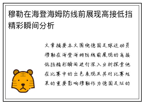 穆勒在海登海姆防线前展现高接低挡精彩瞬间分析